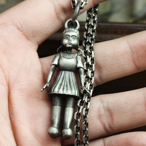 ホラードール925シルバーペンダントネックレス、韓国人形用手作り