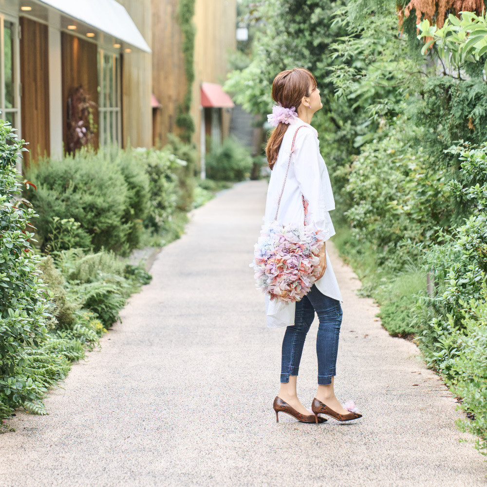 咲き編みアジサイバスケット