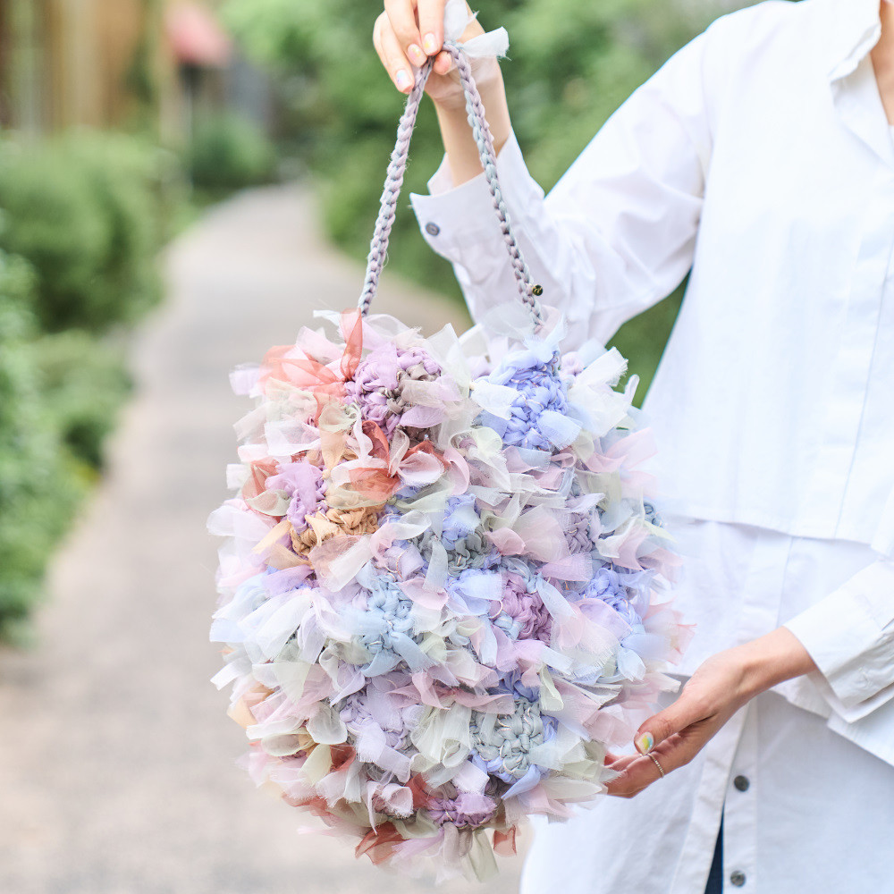 咲き編みアジサイバスケット