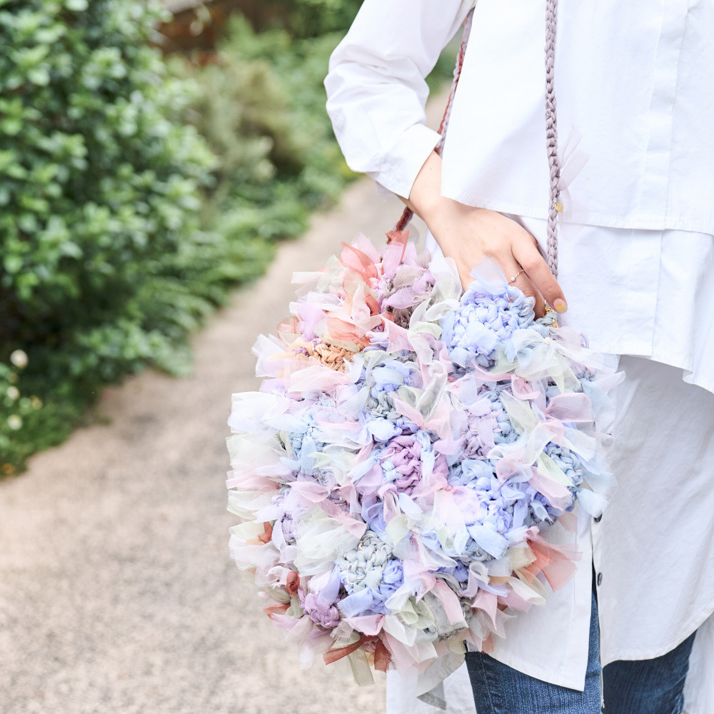 咲き編みアジサイバスケット