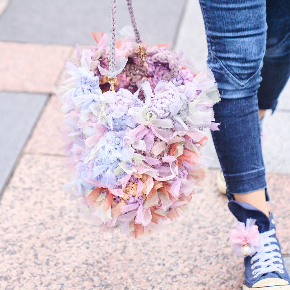 咲き編みアジサイバスケット