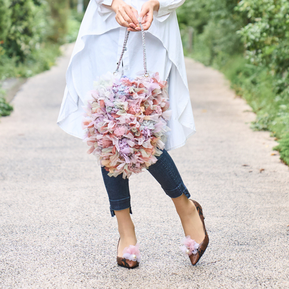 咲き編みアジサイバスケット