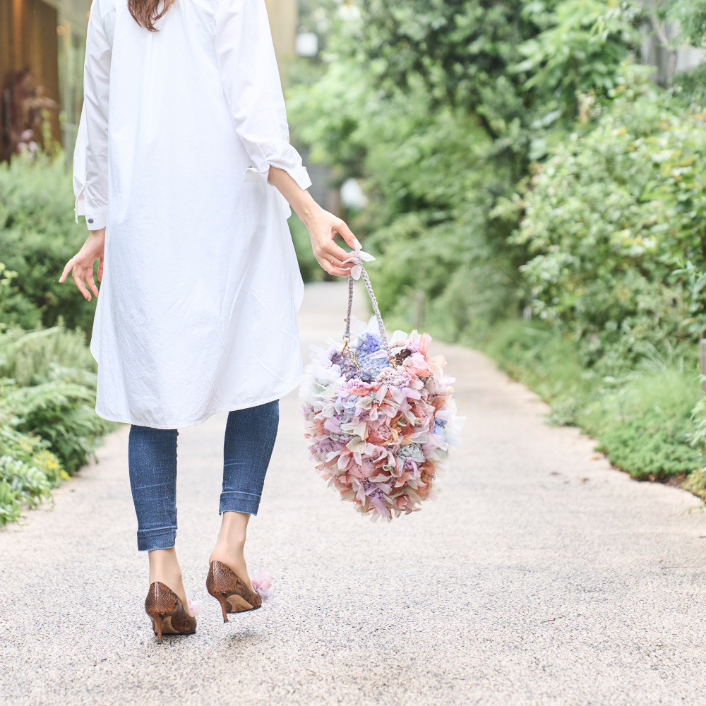 咲き編みアジサイバスケット