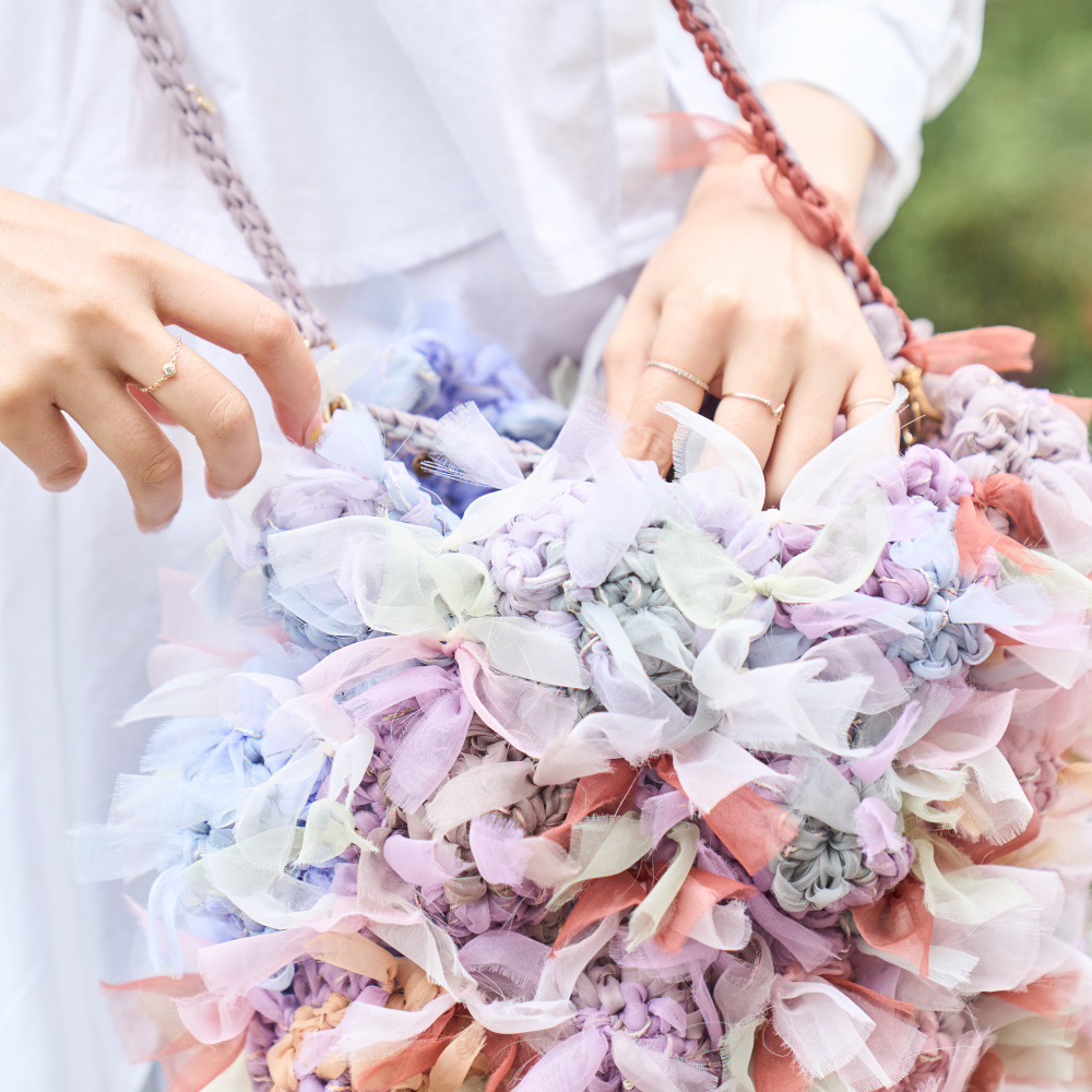 咲き編みアジサイバスケット