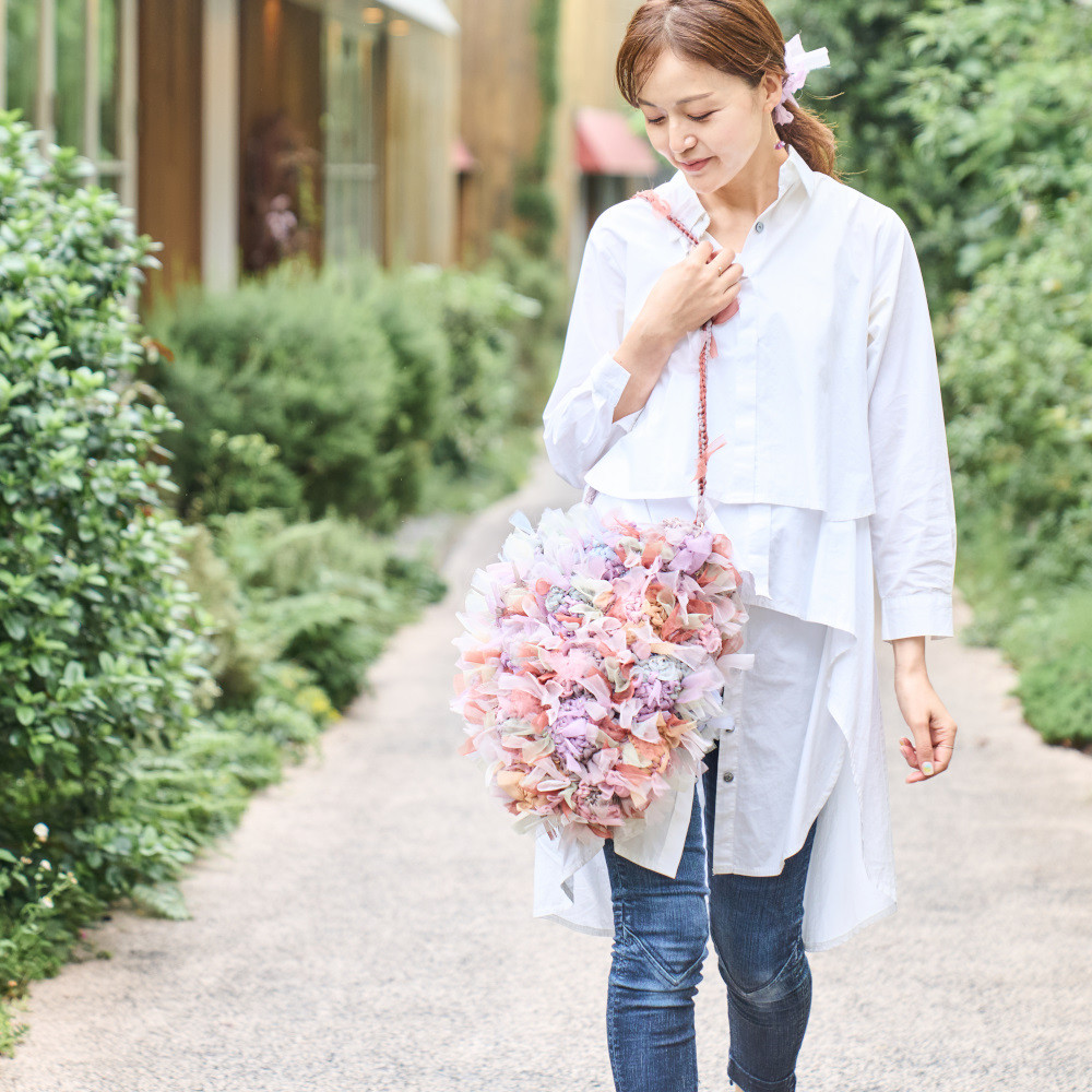 咲き編みアジサイバスケット