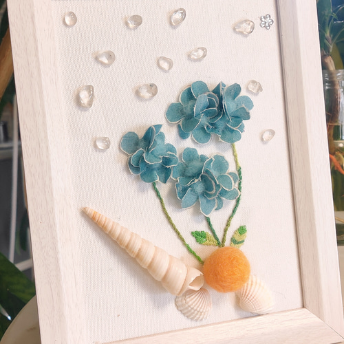SALE❤布花と☆段染め糸の立体❤アートframe 立体・オブジェ SALE❤布花と☆段染め糸の立体❤アートframe 立体・オブジェ