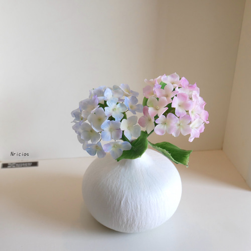 専用　紫陽花アレンジ　クレイフラワー 樹脂粘土のアジサイ＊クレイフラワー＊一輪挿し紫陽花 アート