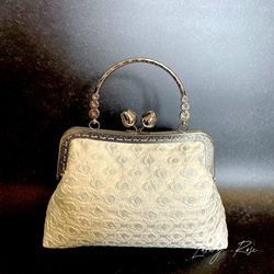 朝露の輝き白紫陽花のイタリア製高級ジャガード上品な気品漂うパーティーバッグフォーマルバッグ♡ジュンブライダル 13枚目の画像