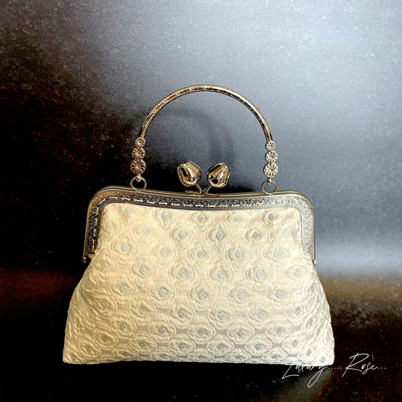 朝露の輝き白紫陽花のイタリア製高級ジャガード上品な気品漂うパーティーバッグフォーマルバッグ♡ジュンブライダル 13枚目の画像