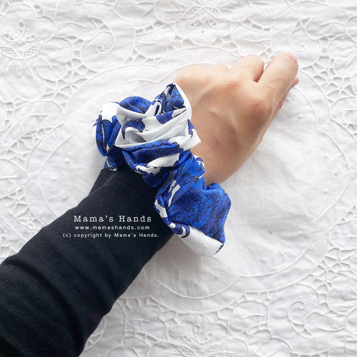 人気⭐️/ヘアゴム 青 チェック柄 シュシュ シュシュ レディース ヘアゴム[品番：JRKW0001784]｜shoppinggo