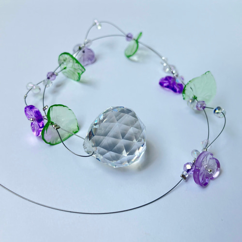 バイオレットムーン✩.*˚ SWAROVSKIサンキャッチャー 数量限定】朝顔のサンキャッチャー 紫色 《ミディアム》527