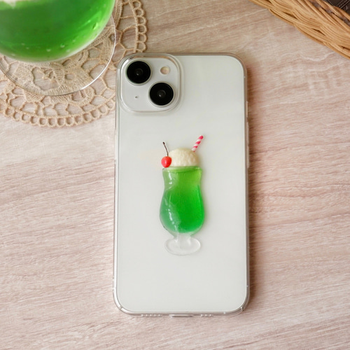 全機種対応】クリームソーダ iPhoneケース Android対応 クリア