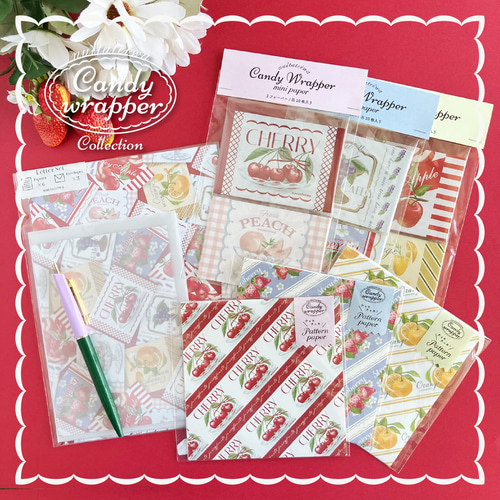 Pink】キャンディの包み紙ミニペーパー メッセージカード Nui Tateiwa