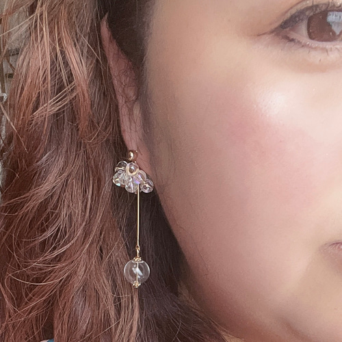 ガラスバブルボール☆ピアス＊イヤリング＊サージカル対応可能 ピアス 