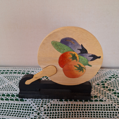 組み木アート 夏野菜のうちわ その他インテリア雑貨 makochin 通販