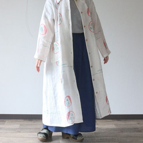 着物リメイク 新品小千谷ちぢみ手絞りチュニック