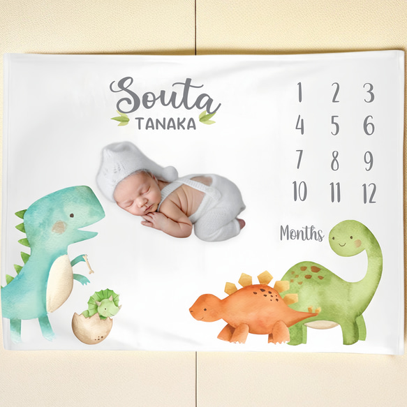 赤ちゃんのインテリア／オブジェ／アート 寝相アートマット 赤ちゃん 名前入り 月齢フォトブランケット