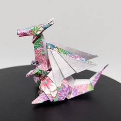 ドラゴン　折り紙　和柄　紫の花　一体 3枚目の画像