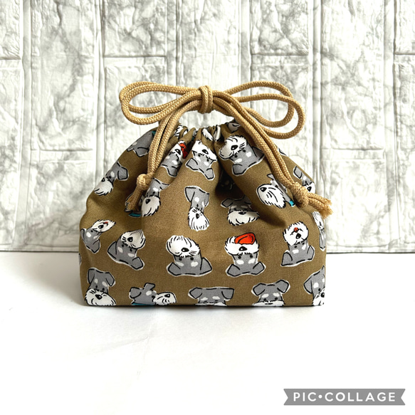 ハンドメイド　巾着袋　ハンバーガー　シュナウザー 98b6e424a3459fed70ae71eeb8ca61