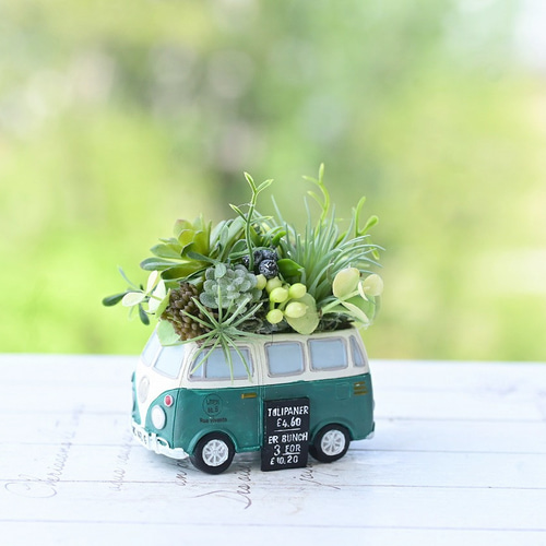 多肉 寄せ植え★flower bus-フラワーバス 水色★ 多肉 寄せ植え☆flower bus-フラワーバス 水色☆ 【公式通販】