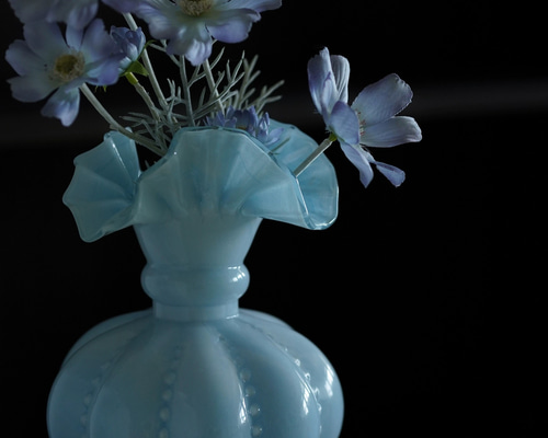Fenton フェントン サーモンピンクのフリル花瓶