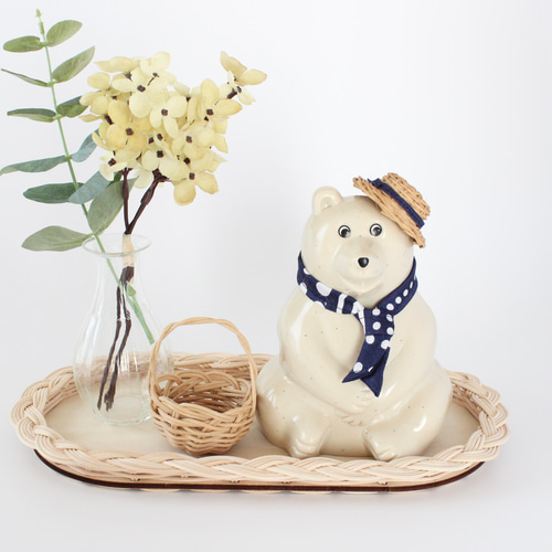 ラタンのカフェトレイ◇三つ編み模様◇4色から選べる 北欧風おうち