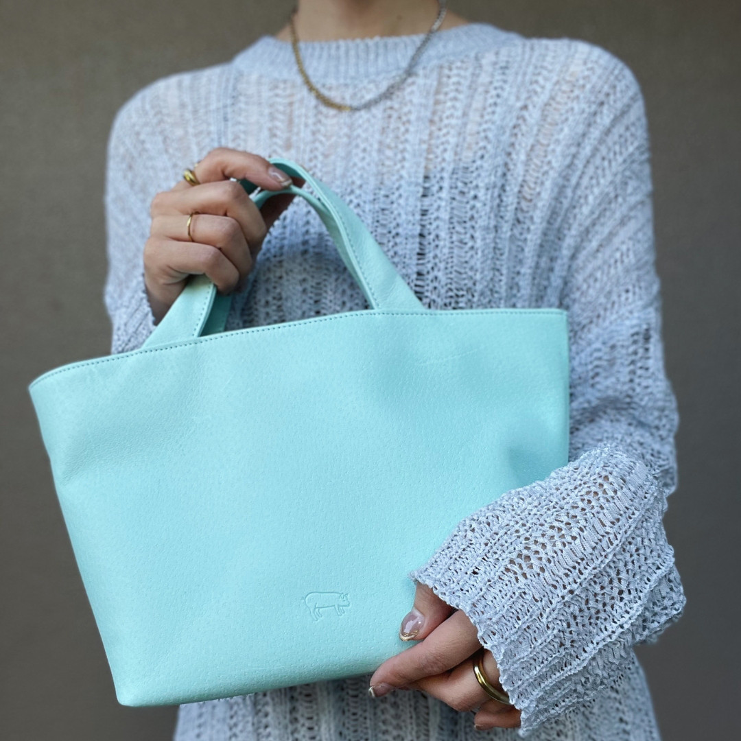 未開封 ハンドバッグ レザー バッグ タグ付き DDレザーハンドルバッグ 水色