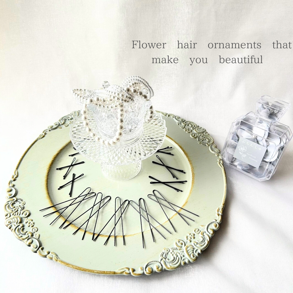 【成人式・結婚式】くすみピンク ダリア髪飾り｜刺繡リボンと気品のヘッドドレス　和装ドレス兼用　上品髪飾り　凛と