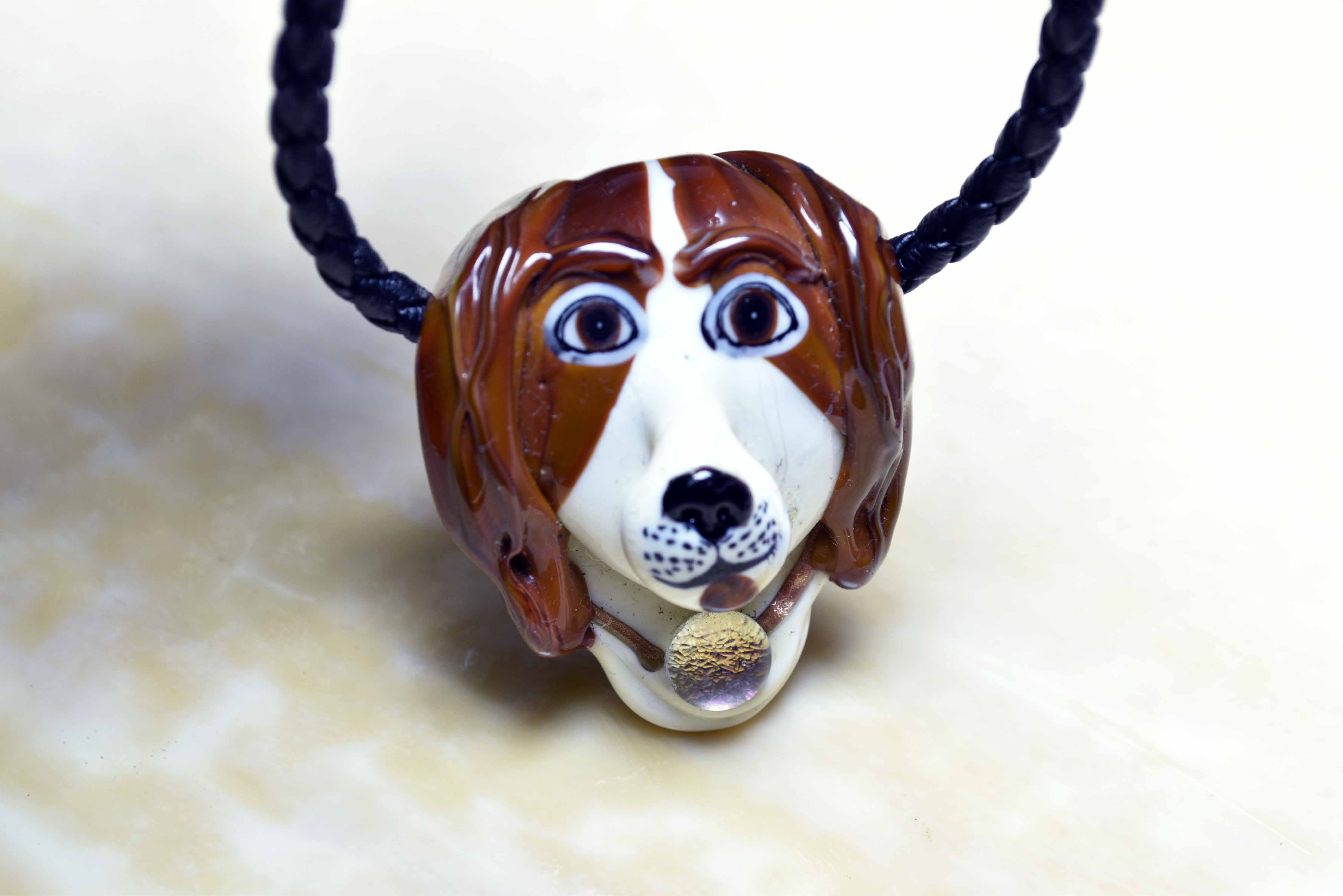 犬　dog 　*ガラスのジュエリー　細密技法　（y2557-476）作家物一点物