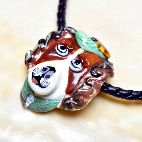 犬 dog *ガラスのジュエリー 細密技法 （y2553-476）作家物一点物  