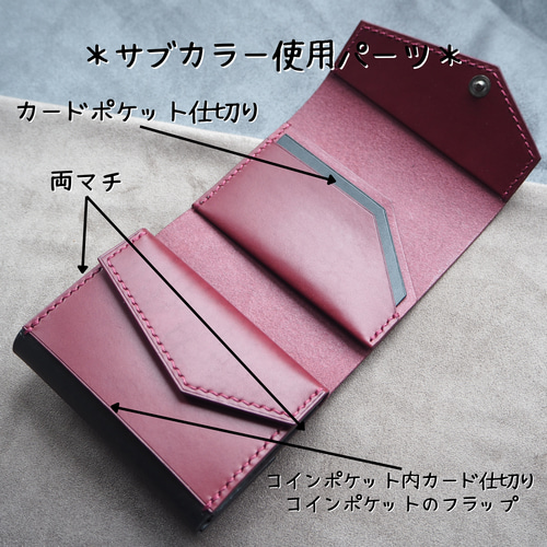 creemaコンパクト財布 本革 zip コンパクト ウォレット（ネイビー） その他ミニ財布