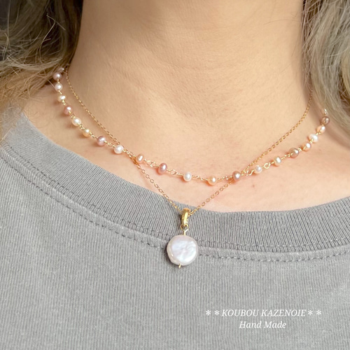 koha　K18淡水ベビーパール　ネックレスパーツ　チェーン繋ぎ　本真珠 koha K18淡水ベビーパール ネックレスパーツ チェーン繋ぎ 本