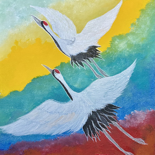 ○Crystal veil 絵画原画+天然石 東京水晶市場 / 水晶の絵シリーズ