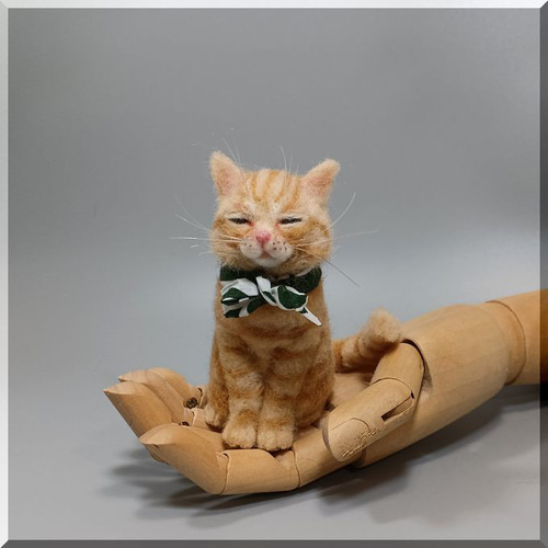 【高い素材】 猫 羊毛フェルト 茶トラ猫さん 猫フィギュア ネコ ねこ チャトラ 羊毛フェルト