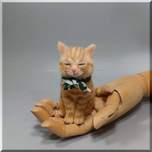 羊毛フェルト 猫 茶トラ猫さん チャトラ ねこ ネコ 猫フィギュア