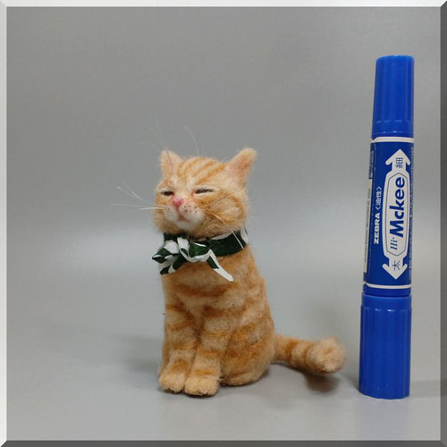 羊毛フェルト 猫 茶トラ猫さん チャトラ ねこ ネコ 猫フィギュア