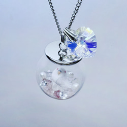 インコのガラスドームネックレス・セキセイインコ・アルビノ 6枚目の画像