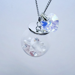 インコのガラスドームネックレス・セキセイインコ・アルビノ 4枚目の画像