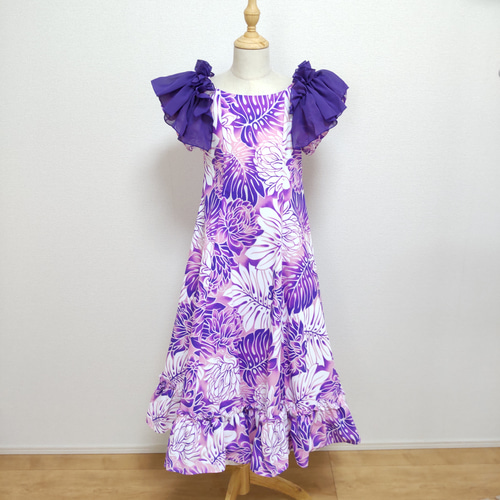 フラ衣装 プロテア柄ワンピースドレス 120〜140サイズ 子供服 ume hana