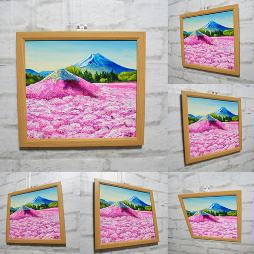 油絵 油彩 油彩画 絵 絵画【富士山とミニ芝桜富士山】 絵画 HR 油絵 油彩 油彩画 絵 絵画【富士山とミニ芝桜富士山】 絵画 HR