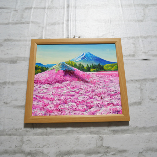 油絵 油彩 油彩画 絵 絵画【富士山とミニ芝桜富士山】 絵画 HR 油絵 油彩 油彩画 絵 絵画【富士山とミニ芝桜富士山】 絵画 HR