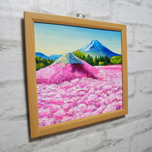 油絵 油彩 油彩画 絵 絵画【富士山とミニ芝桜富士山】 絵画 HR 油絵 油彩 油彩画 絵 絵画【富士山とミニ芝桜富士山】 絵画 HR
