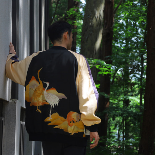鶴,3XL, 1点物,スカジャン,ギフト,おしゃれなパパに,ジャケット 鶴,3XL, 1点物,スカジャン,ギフト,おしゃれなパパに,ジャケット