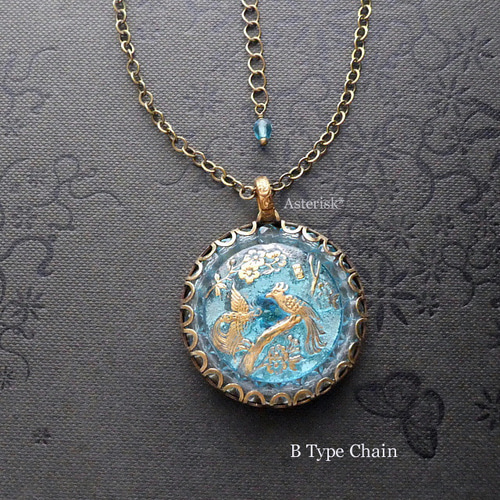 花鳥風月 チェコ ガラスボタン チェコガラスビーズ ペンダント