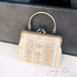 ラスト　魅惑のオーロラに輝く❤︎フランス&インド高級刺繍レースクラッチ❤︎フォーマルにもミニバッグフォーマルバッグ 10枚目の画像