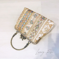 ラスト　魅惑のオーロラに輝く❤︎フランス&インド高級刺繍レースクラッチ❤︎フォーマルにもミニバッグフォーマルバッグ 12枚目の画像