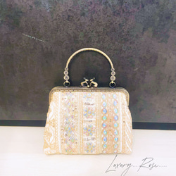 ラスト　魅惑のオーロラに輝く❤︎フランス&インド高級刺繍レースクラッチ❤︎フォーマルにもミニバッグフォーマルバッグ 13枚目の画像