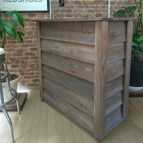 古民家風無垢材のレジカウンター レジ台 受付けカウンター 接客カウンター 古民家ふう無垢材のレジカウンター レジ台 受付けカウンター