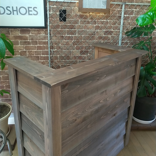 古民家風無垢材のレジカウンター レジ台 受付けカウンター 接客カウンター 古民家ふう無垢材のレジカウンター レジ台 受付けカウンター 接客