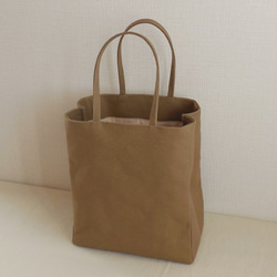 帆布 紙袋バッグ オリーブベージュ 4枚目の画像